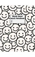 Blank Sheet Music Notebook: Easy Blank Staff Manuscript Book Large 8.5 X 11 Inches Musician Paper Wide 12 Staves Per Page for Piano, Flute, Violin, Guitar, Trumpet, Drums, Cell