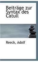 Beitrage Zur Syntax Des Catull