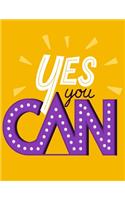 Yes You Can: Cornell Notes Notebook, Motivational Word Art Cover, Size 8.5" x 11", 120 Pages, Soft Matte Cover