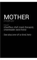 Funny Mother Definition Notebook: Blank Lined Journal (Best Sarcastic Gift): 6 x 9 inches // 120 Lined Blank Pages // College Ruled