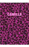 Camille: Personalized Pink Leopard Print Notebook (Animal Skin Pattern). College Ruled (Lined) Journal for Notes, Diary, Journaling. Wild Cat Theme Design wi