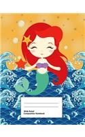 Wide Ruled Composition Notebook: Writing Book Journal, Soft Cover, Blank Lined Paper, 200 Pages, Cute Mermaids Pictures for Kids