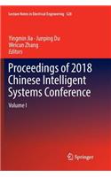 Proceedings of 2018 Chinese Intelligent Systems Conference