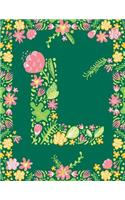 Floral Initial L Monogram Journal: Large Blank Lined Notebook Personalized for Names Starting with Letter L