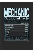 Mechanic Nutritional Facts: 6x9 checkered notebook, 120 Pages, Composition Book and Journal, funny gift for your favorite Mechanic