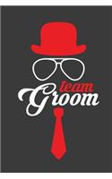 Team Groom: 120 Blank Graph Paper Pages for Wedding / Notepad and Diary for Writing and Draw / 6x9 Inches Unique Journal