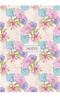 Notes: Pretty Hydrangea Pattern Notebook for Writing, Journaling or Drawing: Notebook in Pretty Hydrangea Pattern for Women, Girls, Teens, Seniors