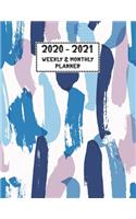 2020 - 2021 Weekly & Monthly Planner: Two Year Planner 2020 - 2021 - Calendar Schedule Organizer Agenda - Abstract Blue Lines Cover