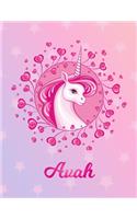 Avah: Avah Magical Unicorn Horse Large Blank Pre-K Primary Draw & Write Storybook Paper - Personalized Letter A Initial Custom First Name Cover - Story Bo