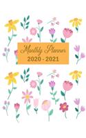 2020-2021 Monthly Planner: Elegant Flower Cover, 2020-2021 Two Year Planner with Holidays, Agenda Yearly Goals Monthly Calendar 24 Months, 24-Month Calendar Jan 2020 to Dec 20