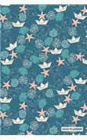 2019 Planner: Daily Weekly & Monthly Organizer Angel Fish Starfish Blue Sea Pattern Cover