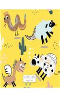 sketchbook: Boho animals style on yellow cover (8.5 x 11) inches 110 pages, Blank Unlined Paper for Sketching, Drawing, Whiting, Journaling & Doodling(4 Boho Animals Style on Yellow Sketchbook)