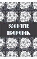 Notebook: Sugar Skull - Day of the Dead - Composition Book . Cornell Notes - Tiled Black Sugar Skulls