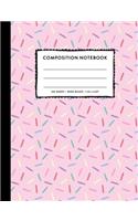 Composition Notebook: Pink Sprinkles Funfetti SOFT Cover Wide Ruled Copy Book Cute Marble Pastel Kids Girls Back To School Supplies, Elementary Student Teacher Lined Writ