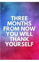 Three Months from Now You Will Thank Yourself: 90 Day Food & Workout Planner, Fitness Log, Meal Planner and Diet Tracker, Food Diary, Weight Loss Journal