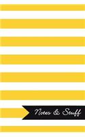 Notes & Stuff - Lined Notebook with Sunflower Yellow Striped Pattern Cover