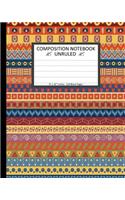 Unruled Composition Notebook 8" x 10". 120 Pages Colorful Tribal Pattern