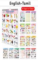 Children's educational Chart collection : My First ALL IN ONE SPIRAL CHART ENGLISH-TAMIL Learning Chart for preschoolers, Educational picture Chart for toddlers With 16 Topics