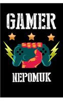 Gamer Nepomuk: Liniertes Notizbuch für deinen Vornamen