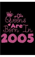 Queens Are Born In 2005 Notebook: Lined Notebook/Journal Gift 120 Pages, 6x9 Soft Cover, Matte Finish, Black Cover