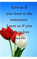 Live as if you were to die tomorrow. Learn as if you were to live forever: 100 Pages Lined Journal Inspirational Quot Journal, Notebook, Diary, Composition Book
