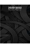 2020-2022 Monthly Planner: Organizer, Diary and Office Planner for 36 Months - Include Notes Paper & Calendar at a Glance - Black Abstract Curve