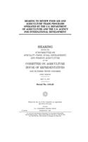 Hearing to review food aid and agriculture trade programs operated by the U.S. Department of Agriculture and the U.S. Agency for International Development