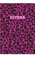 Elyssa: Personalized Pink Leopard Print Notebook (Animal Skin Pattern). College Ruled (Lined) Journal for Notes, Diary, Journaling. Wild Cat Theme Design wi