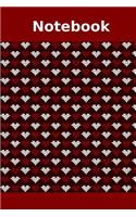 Notebook: A cute journal with lines for your notes - burgundy christmas pattern hearts - lined 90 pages I Notizbuch Weihnachten Herzen