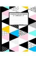 Unruled Composition Notebook 8" x 10". 120 Pages. Geometric Memphis Style 80s: Unruled Composition Notebook 8" x 10". 120 Pages. Beautiful Seamless Geometric Memphis Style. Abstract 80s Background Pattern.