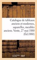 Catalogue de Tableaux Anciens Et Modernes, Aquarelles, Meubles Anciens. Vente, 27 Mai 1880