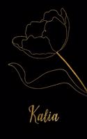 Katia: Personalized Writing Journal for Women - Elegant Black and Gold