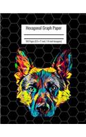Hexagonal Graph Paper: Organic Chemistry & Biochemistry Notebook, Vibrant German Shepherd Dog Cover, 160 Pages (8.5 x 11 inch, 1/4 inch hexagons)