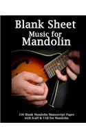 Blank Sheet Music for Mandolin Notebook