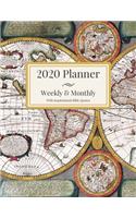 2020 Planner Weekly & Monthly With Inspirational Bible Quotes: Jan 1, 2020 to Dec 31, 2020 - Monthly/Weekly Goal Setting, Weekly Review; Daily Schedule, To Do List, Habit Tracker, Menu - Green Old World Map Cove