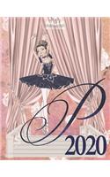 2020 Weekly Planner - Ballerina Princess Monogram Initial Letter 