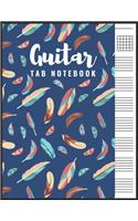 Guitar Tab Notebook: Blank 6 Strings Chord Diagrams & Tablature Music Sheets with Feathers Themed Cover