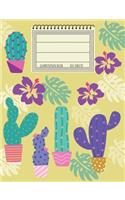 Cute Cactus Composition Book: Cacti Composition Notebook - Wide Ruled - College Ruled: - Blank Lined Exercise Book - Back To School Gift, Teens, - 7.44"x9.69" 100 pages, Cactus l