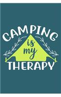 Camping Therapy: Blank Lined Notebook: Camper Camping Hunting Fishing Logbook Journal for Dad Husband Wife Log 6x9 - 110 Blank Pages - Plain White Paper - Soft Cover