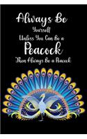 Always Be Yourself Unless You Can Be a Peacock Then Always Be a Peacock: Peacock Notebook Journal for Girls, Happy Birthday Gift for Children, Birthday Peacock Journal for Kids, Gifts for Bird Lovers Notebook for Peacock 