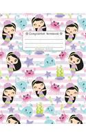 Composition Notebook - Mermaid Series: Composition Book For Back To School, Notebook for Girls, Kids, Students, Bullet Journal 8.5 x 11 in, 110 pages, Wide Ruled