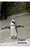 Penguin Notebook: Winter Snow Penguin Arctic Cold 6 X 9 Blank Lined Writing Notebook Journal, 110 Pages