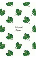 Spinach Notes: 6"x9" Unruled Blank Notebook Watercolor Texture Design Vegetable Food Ingredient Pattern Cover. Matte Softcover Note Book Journal