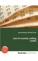 List of Country Calling Codes: (English)