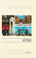 Vintage Lined Notebook London Greetings, Views, London, England