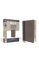 NIV, Thinline Reference Bible, Large Print, Leathersoft, Gray, Red Letter, Comfort Print
