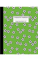 Composition Notebook College Ruled 120p 8" x 10": Green Soccer Ball Background Cover Journal - Paper for Boys Girls Kids & Adults. Cool Workbook Gift for Back to School Football Players and Coaches.