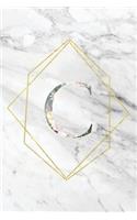 C: Elegant Marble Floral Monogram Initial C Notebook Blank Lined Paper Journal Gift for Women & Girls