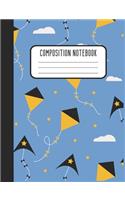 Composition Notebook: Kite Yellow and Black Designer College Ruled Lined Blank Notebook Journal or Notepad