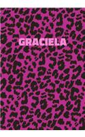 Graciela: Personalized Pink Leopard Print Notebook (Animal Skin Pattern). College Ruled (Lined) Journal for Notes, Diary, Journaling. Wild Cat Theme Design wi